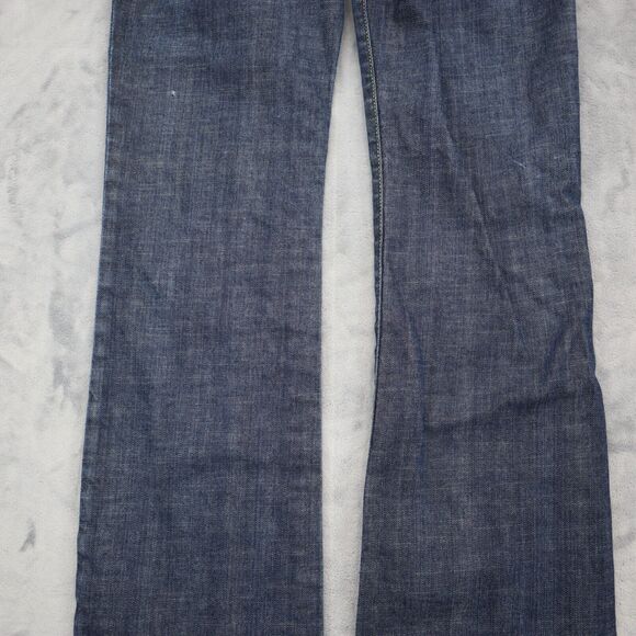 X2 Pants Womens 8L Blue Bootcut Low Rise Button Zip Raw Wash Quality Denim Jeans - Picture 14 of 16